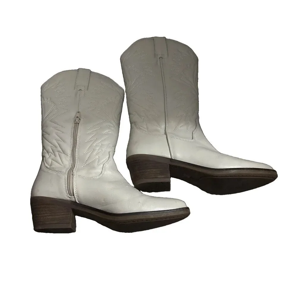 Steve Madden Windie Cowboy Boots 9 M Western Ivory Leather Prep Boho